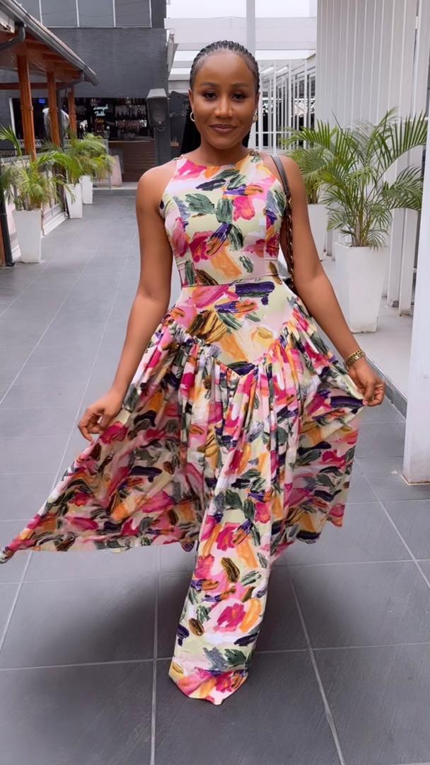 Lara crepe dress long