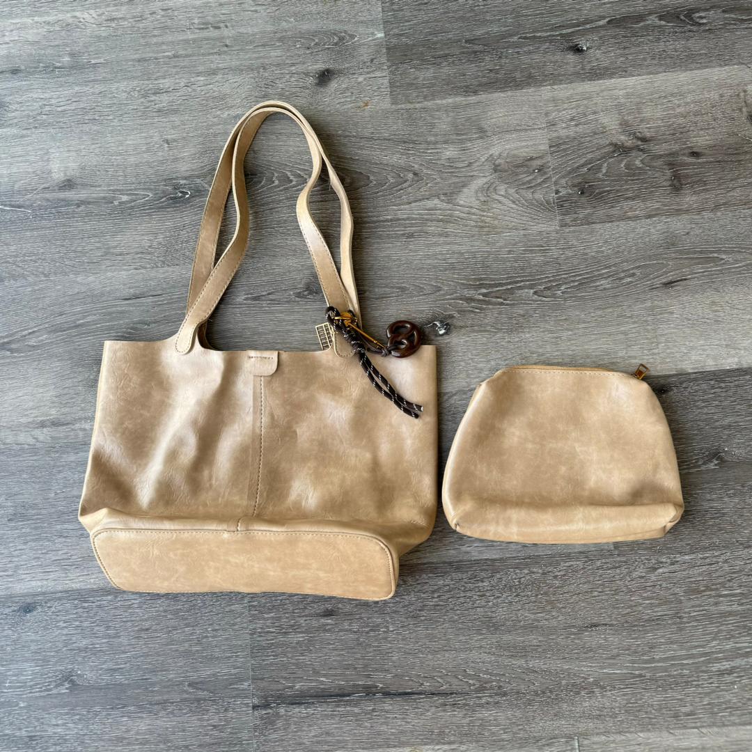 Leather tote handbag