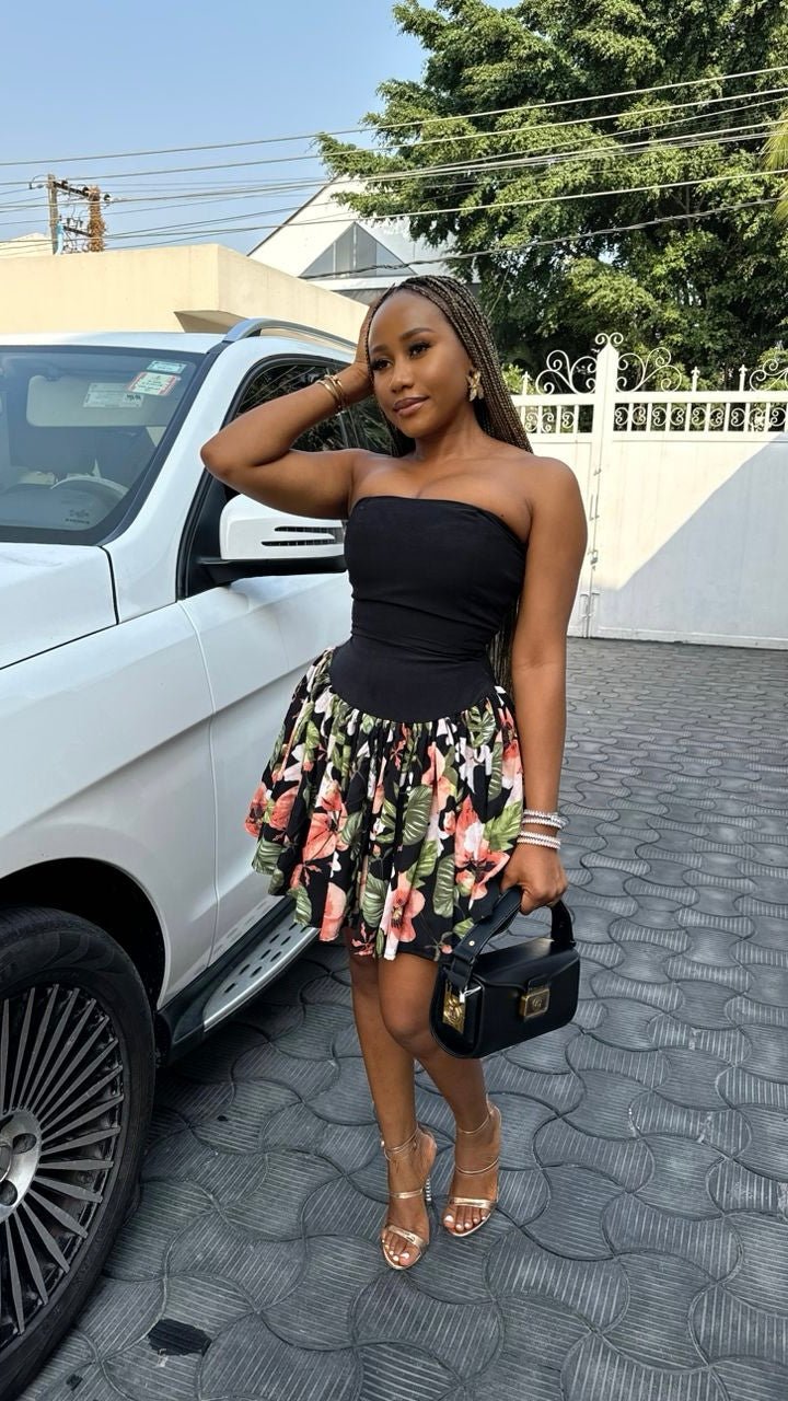 Roseline crepe dress short - House of Naya