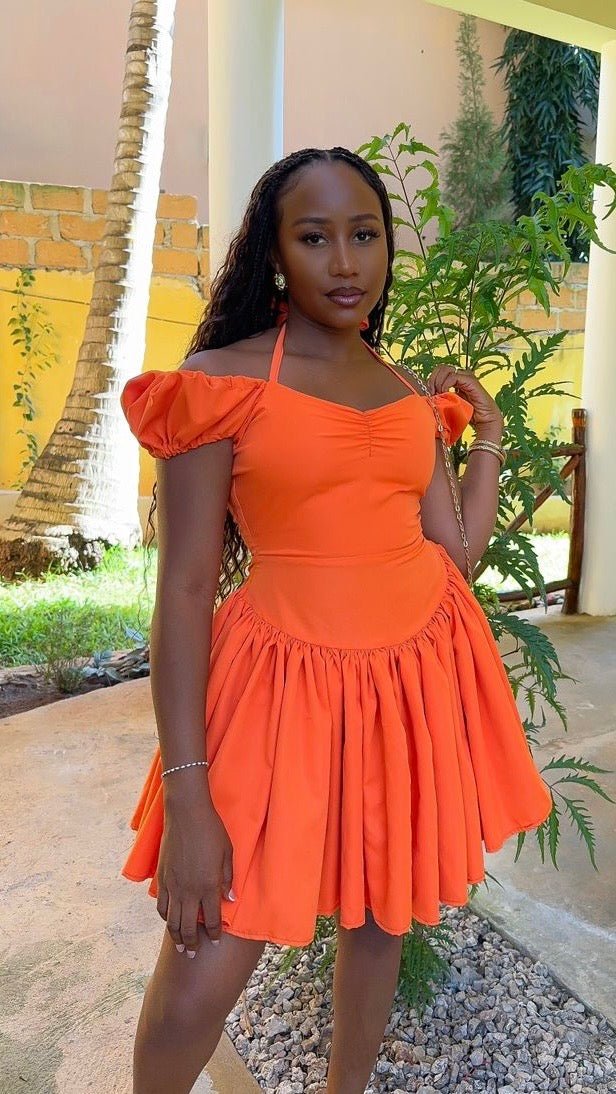 cotton orange dress Orange Cotton Blend Drop Waist Maxi Dress