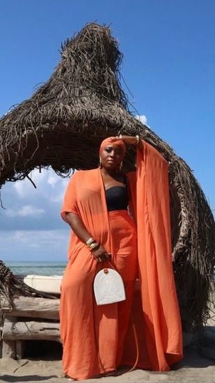 Mina chiffon set with scarf - House of Naya