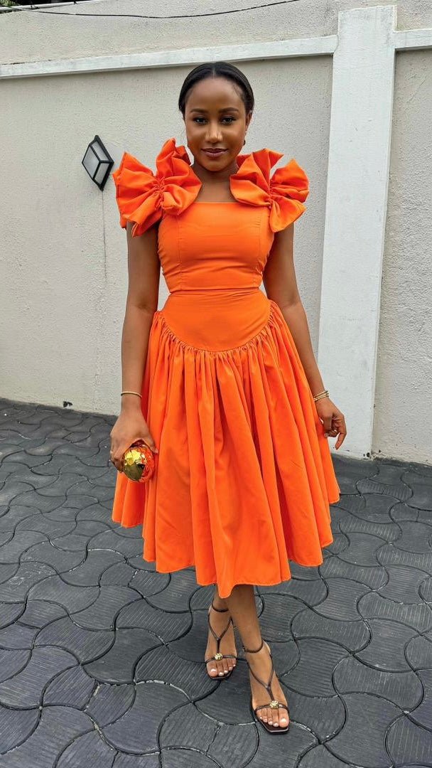 orange dress cotton Orange Coral Long Tank Dress