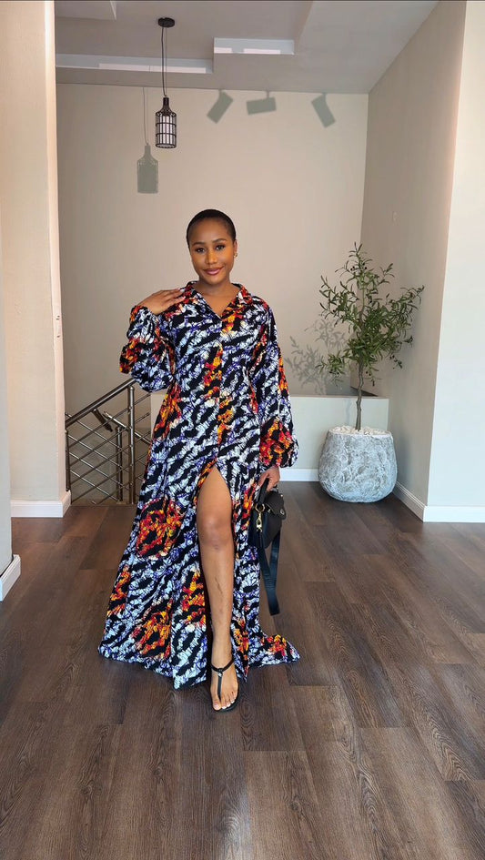 Morocco Ankara dress long (Ready to wear) - House of Naya