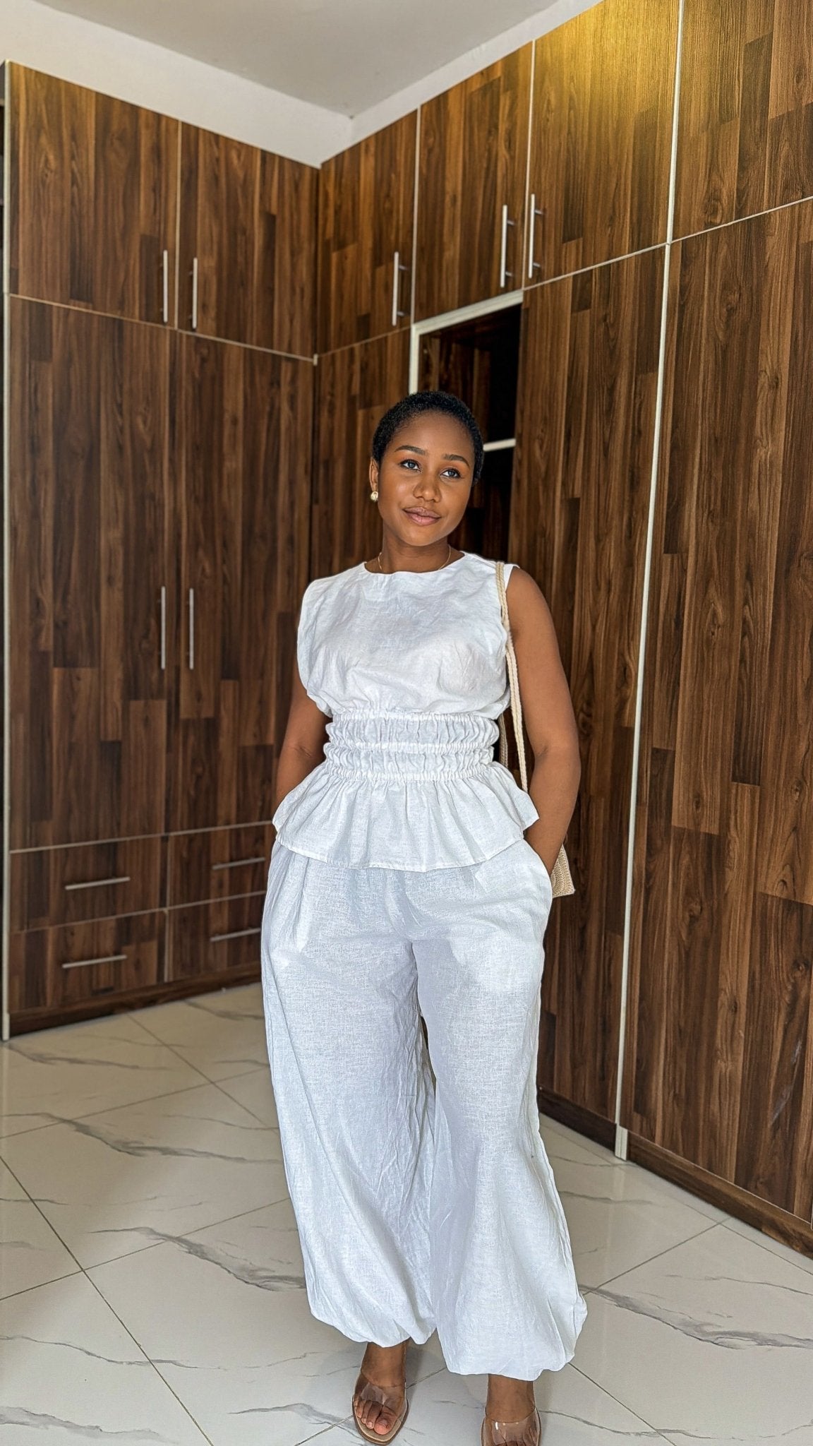 Mocha linen set (ready to wear) - House of Naya
