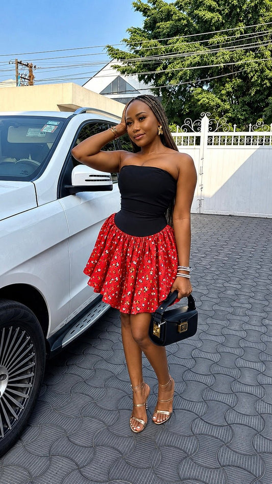 Roseline crepe dress short - House of Naya