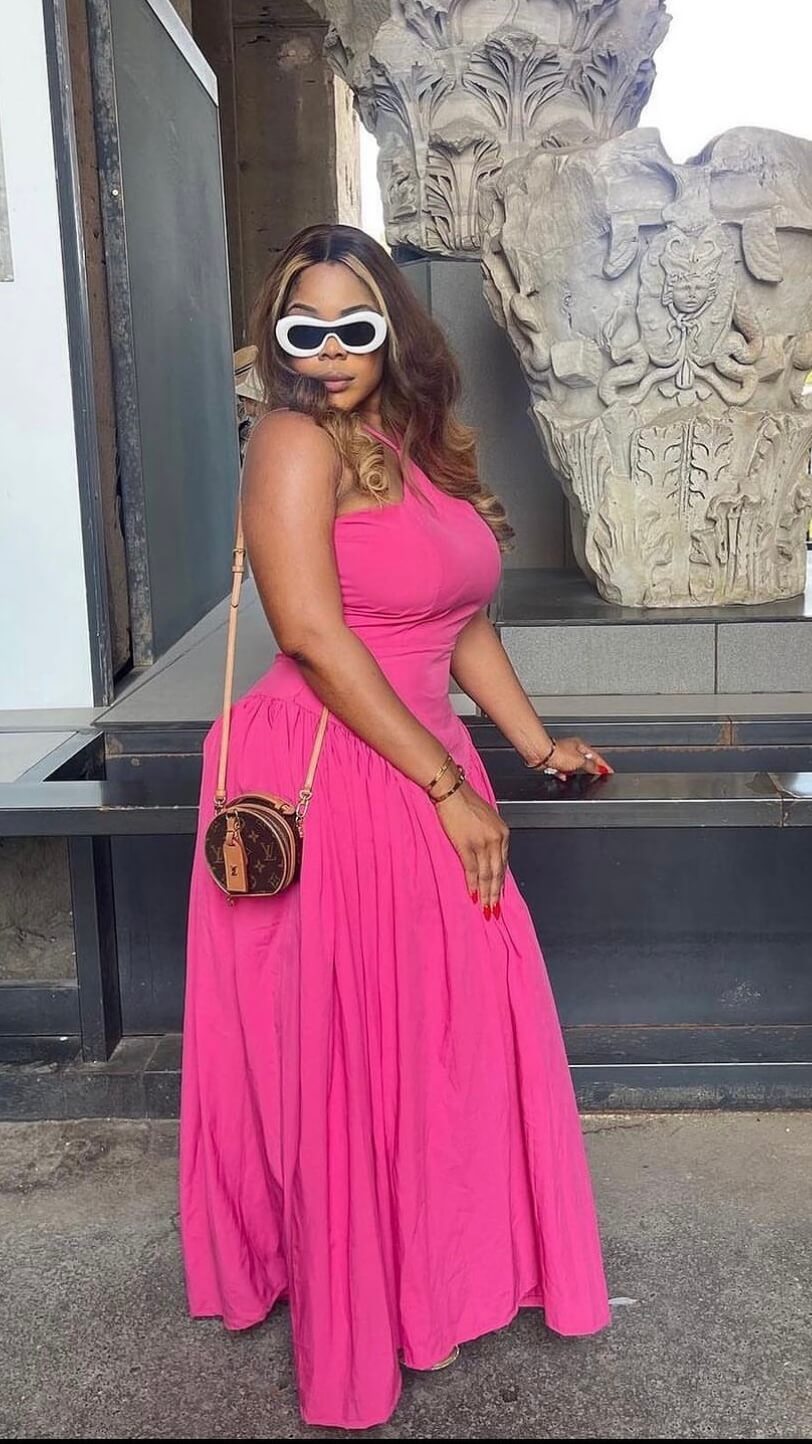 pink crepe dress Stretch Crepe One Shoulder Mermaid Gown With Bow Accent In Hot Pink